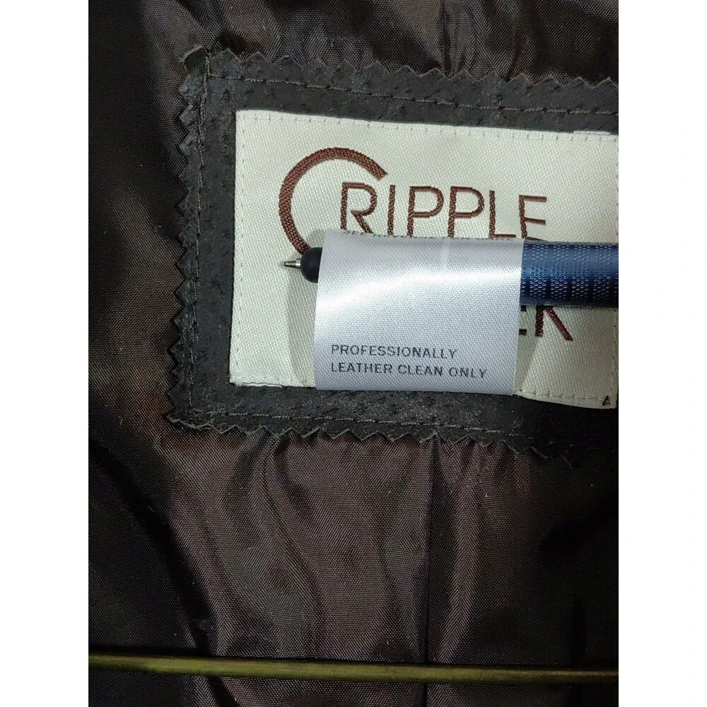 Cripple Creek Men's Genuine Leather Brown 2 Button Lined Jacket Large Western - Picture 12 of 13